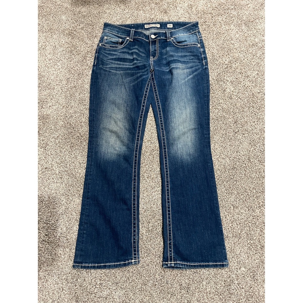 BKE Payton Bootcut Jeans Womens 30R Dark Wash Contrast Stitch Flap Pocket Denim
